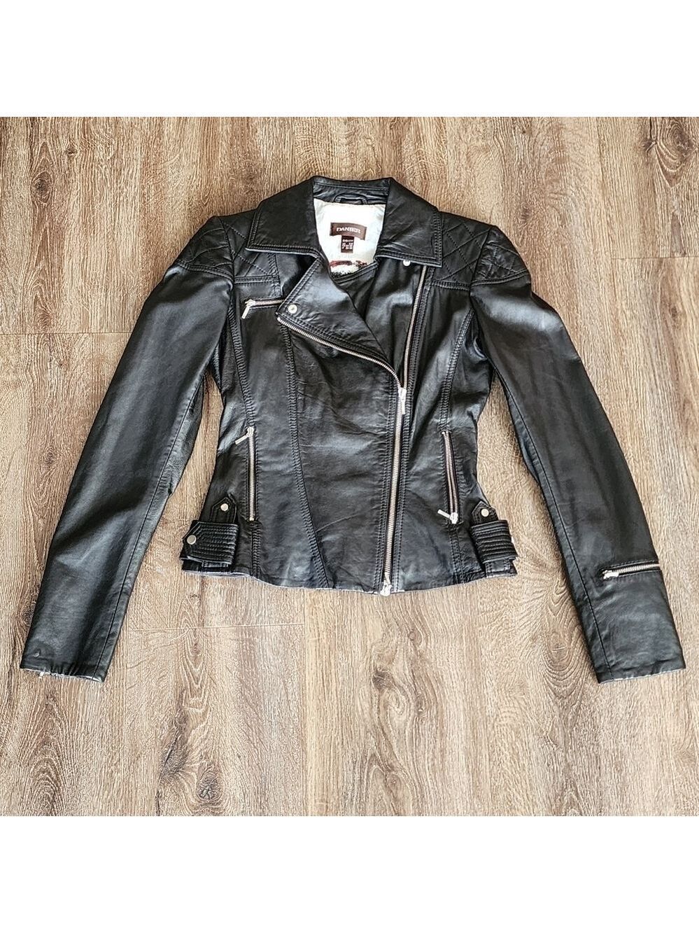 Danier Black Leather Biker Jacket #1814 - Picture 4 of 15